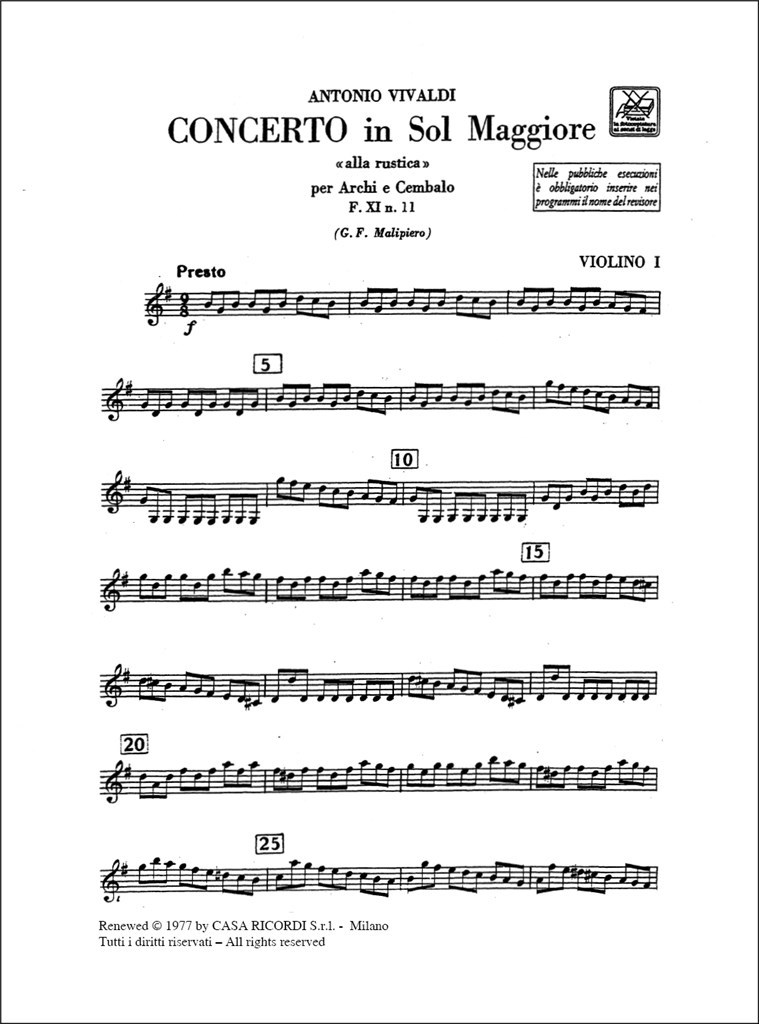 Concerti Per Archi E B.C.: In Sol 'Alla Rustica'